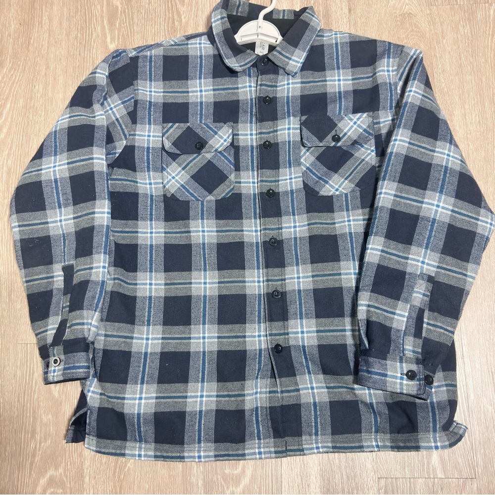 VTG Oscar Sports Jacket Plaid Sherpa Shirt Cotton Blend Button Pocket Mens 2XL
